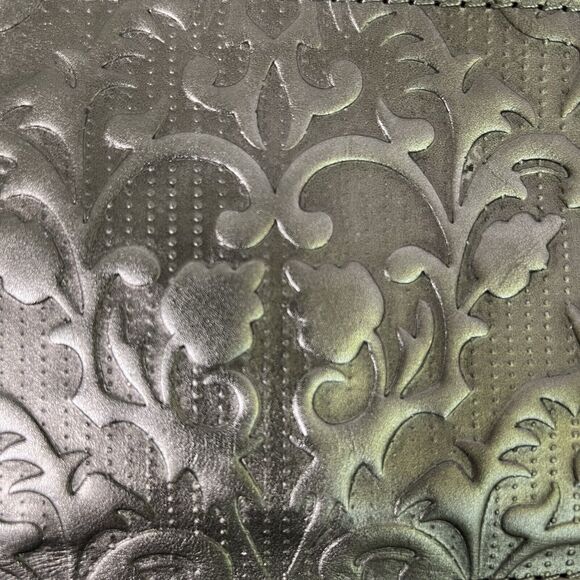 PATRICIA NASH St. Croce Tooled Italian Leather Wallet Wristlet Pewter Gray Strap - Picture 6 of 17